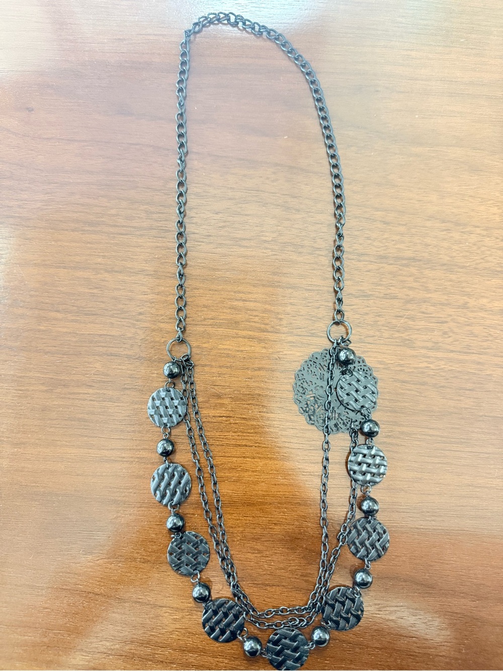 Gunmetal Multi-Disc Women's Necklace - Stylish Layered Chain